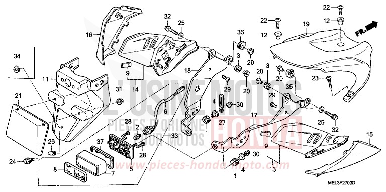 GARDE-BOUE ARRIERE (CBR1000RR4/5) de CBR1000RR "Fireblade" CANDY TAHITIAN BLUE (PB215H) 2005